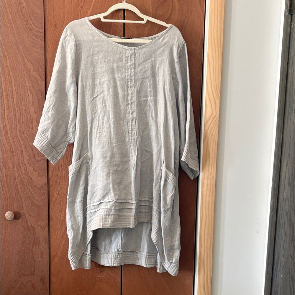 Linen Tunic by UNGO L'ARNO in Light Gray Made in Italy